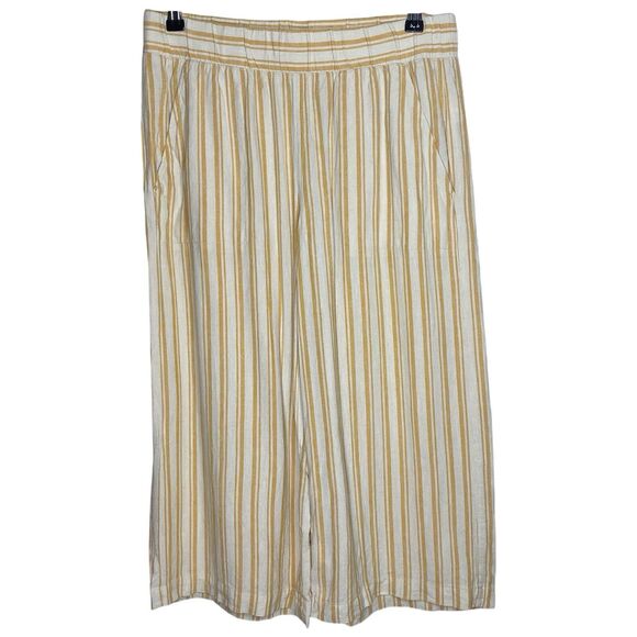 Cloth & Stone Pants Womens Small Linen Wide Leg Crop Stripe Beachy Anthropologie - Picture 1 of 10
